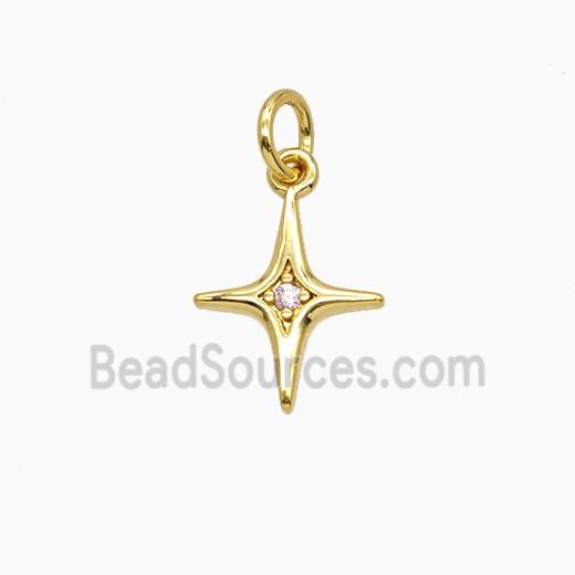 Copper NorthStar Pendant Pave Zirconia Gold Plated