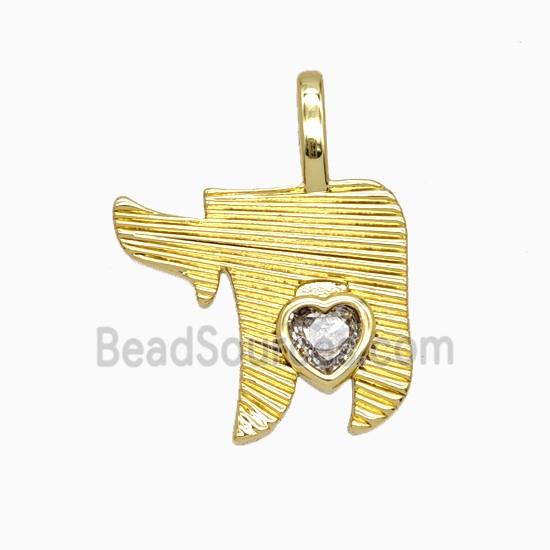 Copper Pendant Pave Zirconia Heart Gold Plated