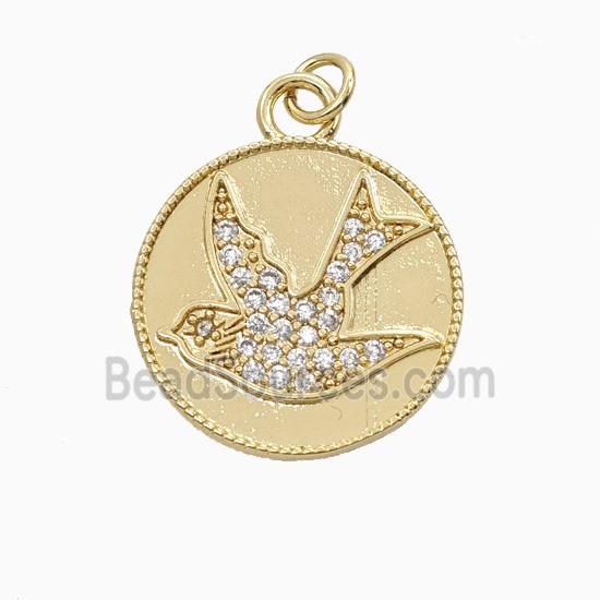 Copper Birds Pendant Pave Zirconia Gold Plated