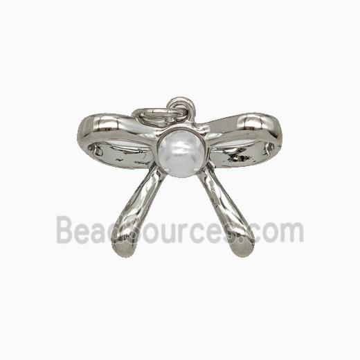 Copper Bowknot Pendant Pave Resin Platinum Plated