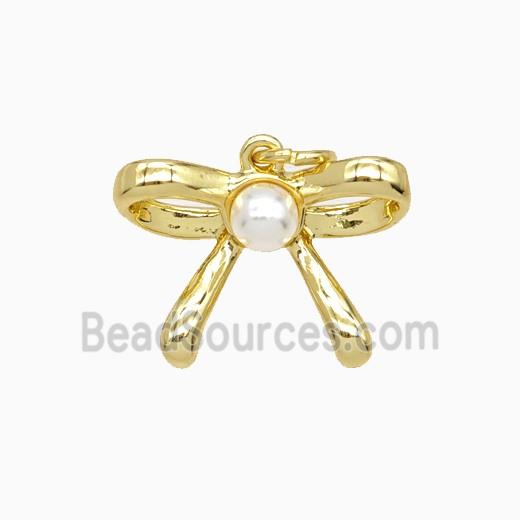 Copper Bowknot Pendant Pave Resin Gold Plated