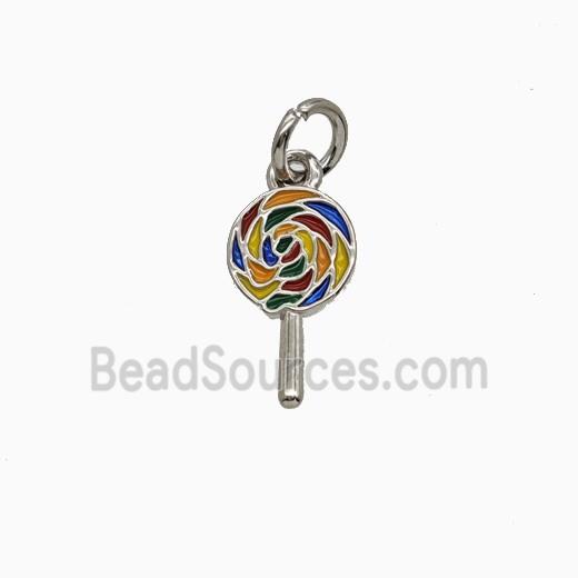 Copper Lollipop Pendant Enamel Platinum Plated