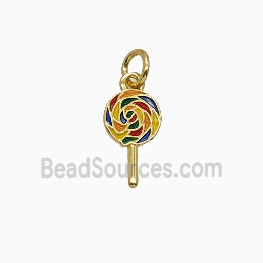Copper Lollipop Pendant Enamel Gold Plated