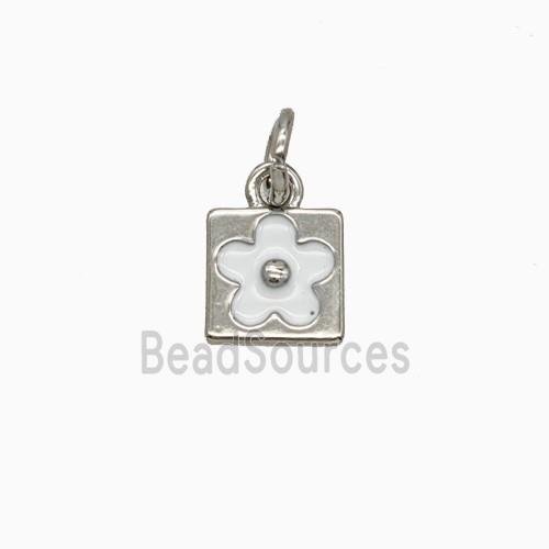 Copper Flower Pendant Enamel Platinum Plated