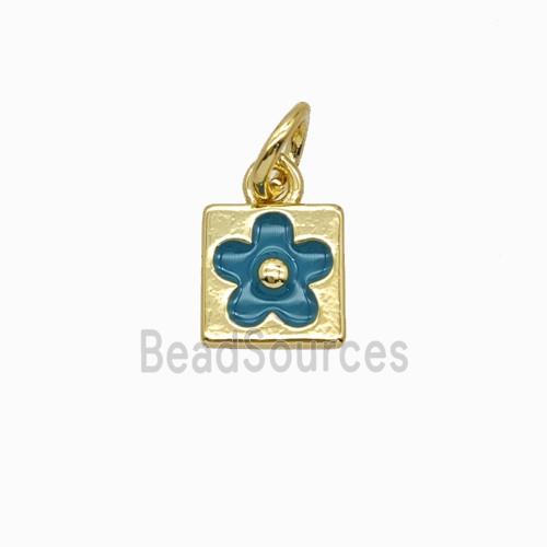 Copper Flower Pendant Enamel Gold Plated
