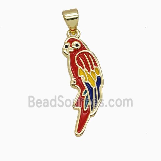 Copper Parrot Pendant Birds Enamel Gold Plated