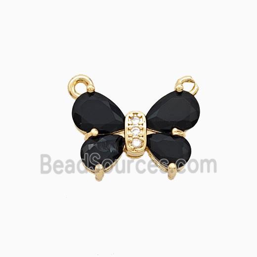 Copper Butterfly Pendant Pave Crystal Glass 2loops Gold Plated