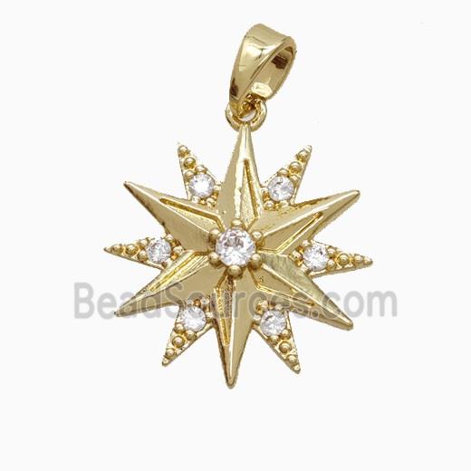 Copper Star Pendant Pave Zirconia Gold Plated