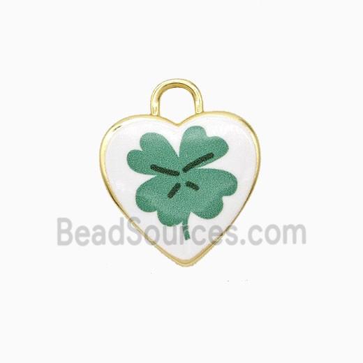 Copper Heart Pendant Painted Flower Gold Plated