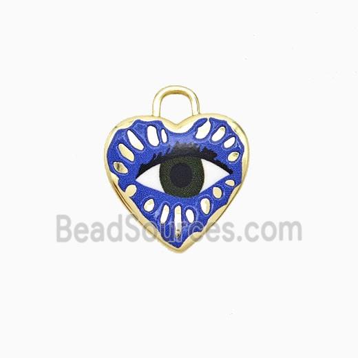 Copper Heart Pendant Painted Eye Gold Plated