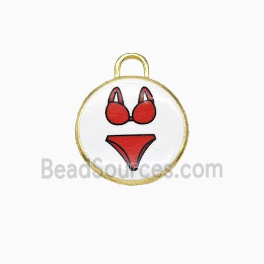 Copper Circle Pendant Painted Bikini Gold Plated