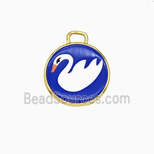 Copper Circle Pendant Painted Goose Gold Plated