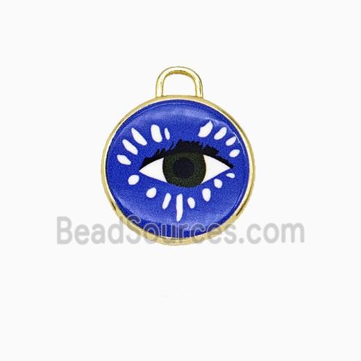 Copper Circle Pendant Painted Eye Gold Plated