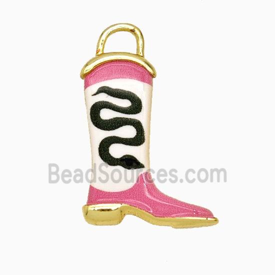 Copper Cowboy Boots Pendant Painted Gold Plated