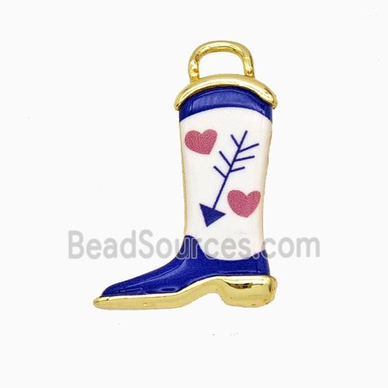 Copper Cowboy Boots Pendant Painted Gold Plated