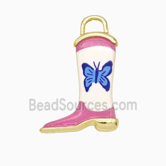 Copper Cowboy Boots Pendant Painted Gold Plated