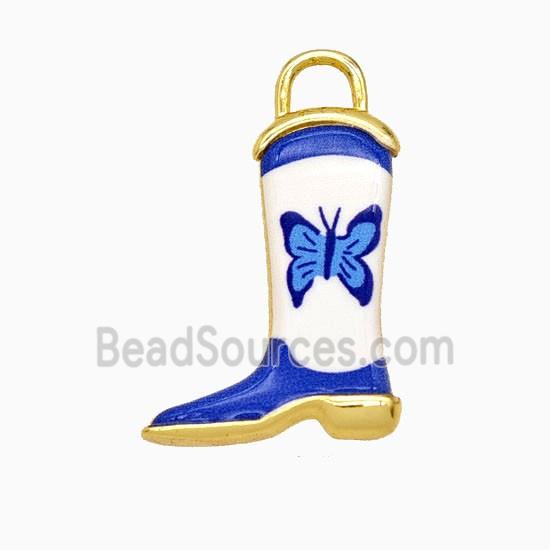 Copper Cowboy Boots Pendant Painted Gold Plated