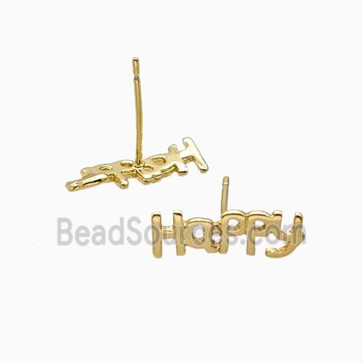Copper Happy Stud Earrings Gold Plated