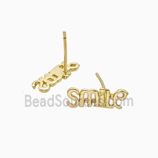 Copper Smile Stud Earrings Gold Plated