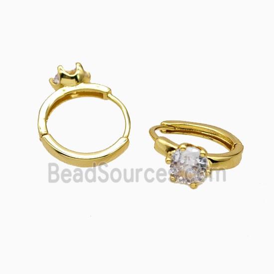 Copper Hoop Earrings Pave Zirconia Gold Plated