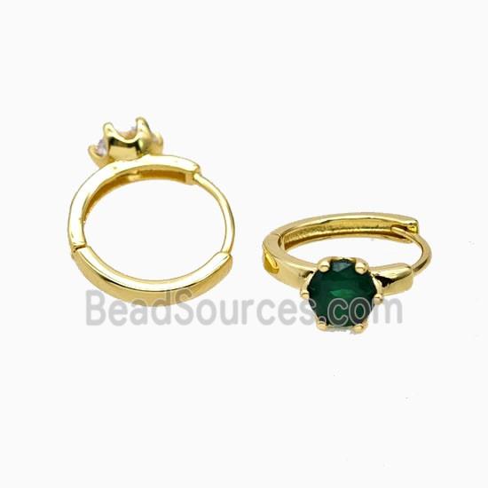 Copper Hoop Earrings Pave Zirconia Gold Plated