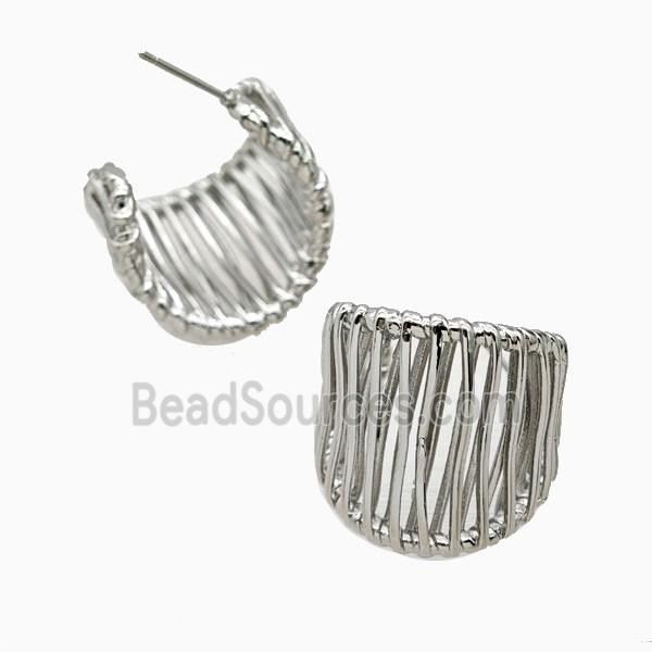 Copper Stud Earrings Platinum Plated