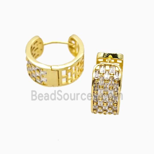 Copper Hoop Earrings Pave Zirconia Gold Plated