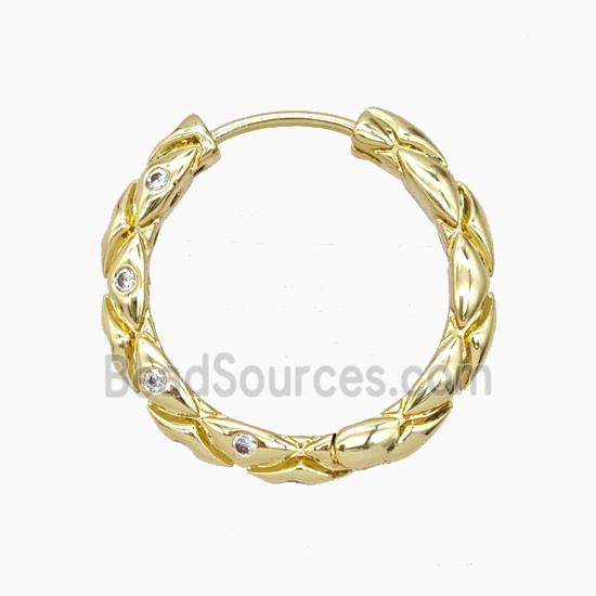 Copper Hoop Earrings Pave Zirconia Gold Plated