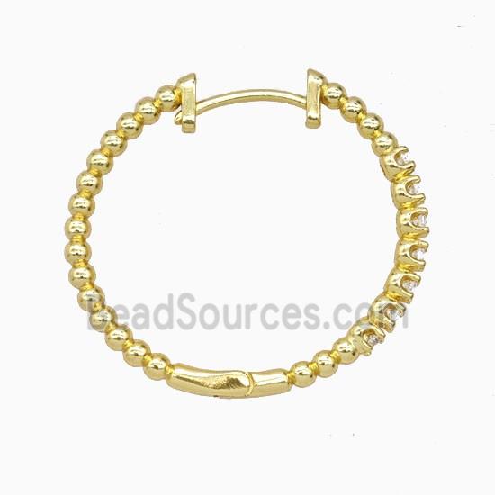 Copper Hoop Earrings Pave Zirconia Gold Plated