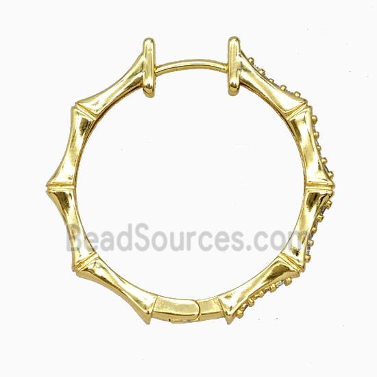 Copper Hoop Earrings Pave Zirconia Gold Plated