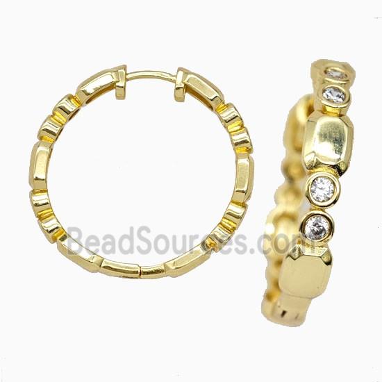 Copper Hoop Earrings Pave Zirconia Gold Plated