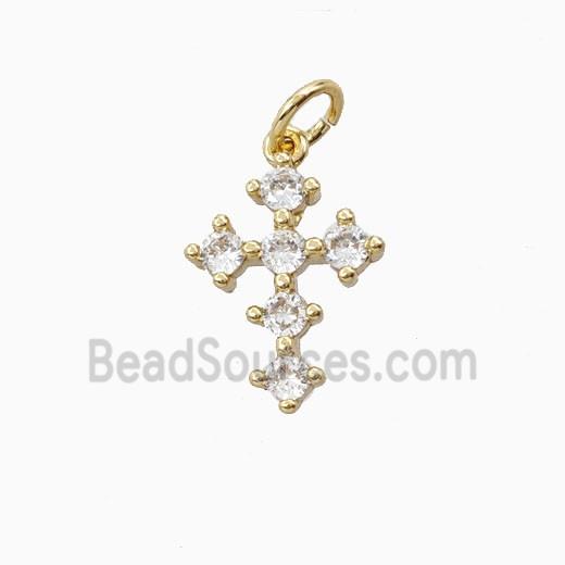 Copper Cross Pendant Pave Zirconia Gold Plated