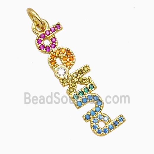 Copper Bekind Pendant Pave Multicolor Zirconia Gold Plated