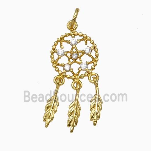 Copper Pendant Pave Zirconia Tassel Gold Plated