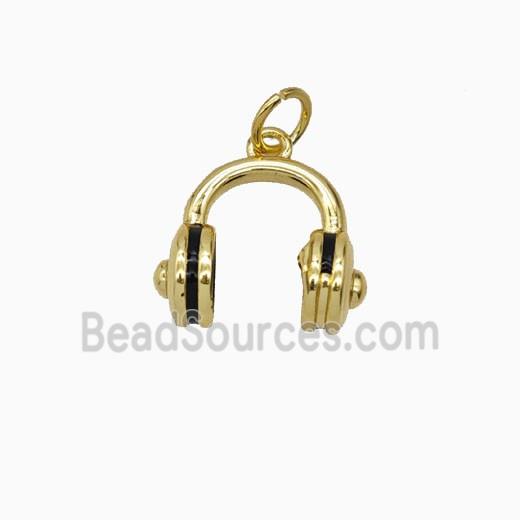 Copper Headphones Pendant Enamel Gold Plated