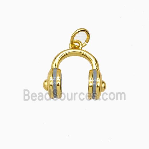 Copper Headphones Pendant Enamel Gold Plated