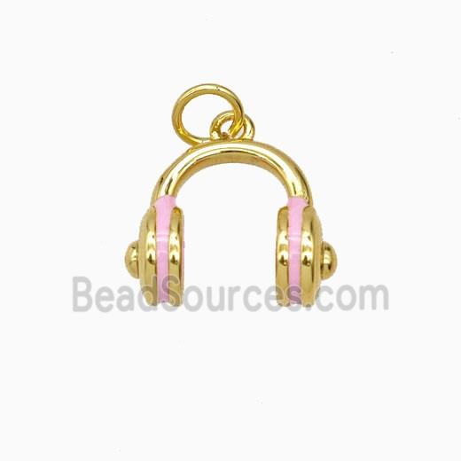 Copper Headphones Pendant Enamel Gold Plated