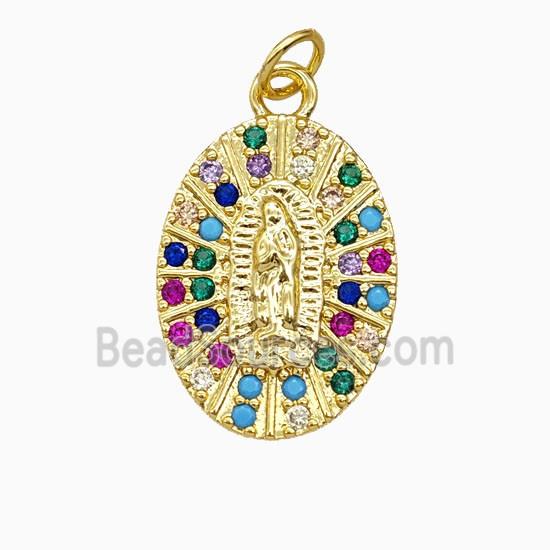 Copper Jesus Pendant Pave Zirconia Gold Plated