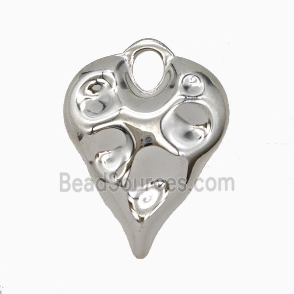 Copper Heart Pendant Hammered Platinum Plated