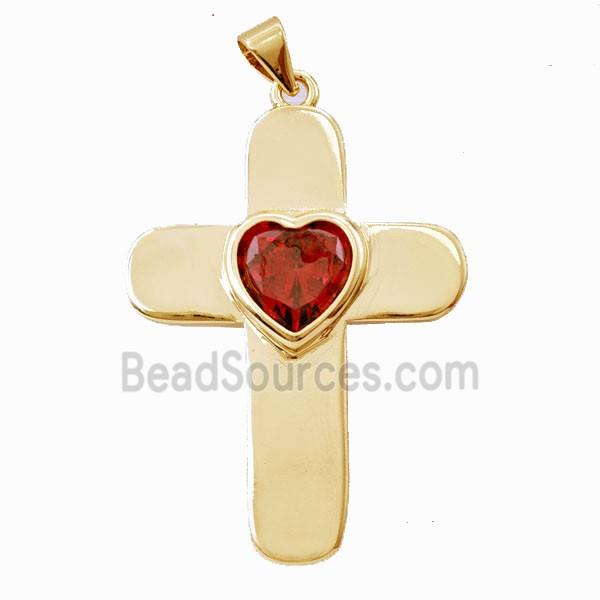 Copper Cross Pendant Pave Zirconia Gold Plated