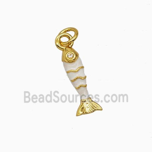 Copper Fish Pendant White Enamel Gold Plated