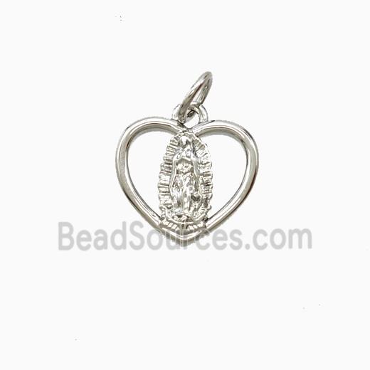 Copper Virgin Mary Heart Pendant Platinum Plated