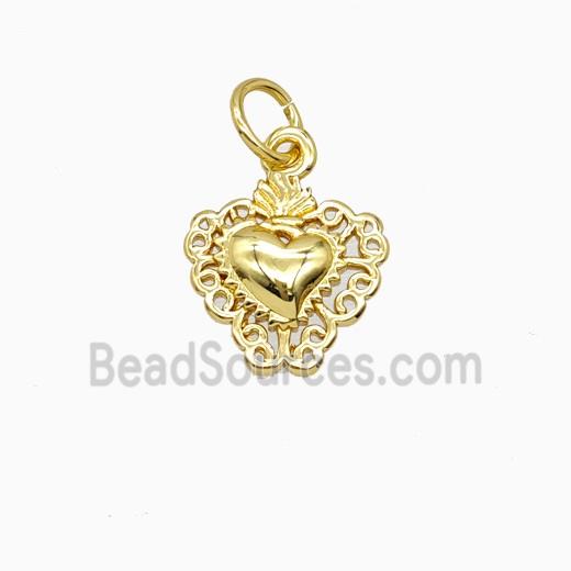 Copper Sacred Heart Pendant Gold Plated