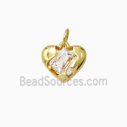 Copper Heart Pendant Pave Zirconia Gold Plated