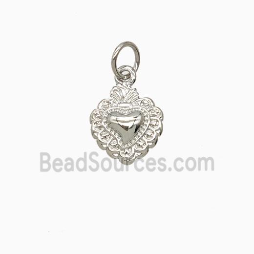 Copper Sacred Heart Pendant Platinum Plated