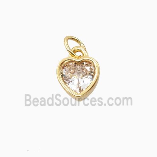 Copper Heart Pendant Pave Zirconia Gold Plated