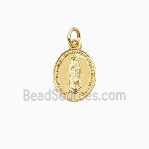 Copper Virgin Mary Pendant Oval Gold Plated