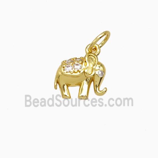 Copper Elephant Pendant Pave Zirconia Gold Plated