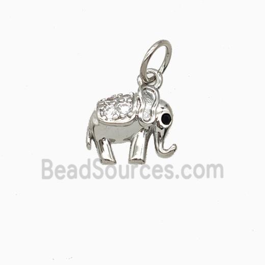 Copper Elephant Pendant Pave Zirconia Platinum Plated