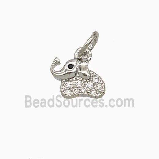 Copper Elephant Pendant Pave Zirconia Platinum Plated